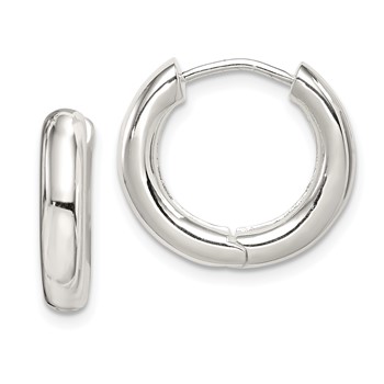 Sterling Silver Polished Hinged Hoop Earrings