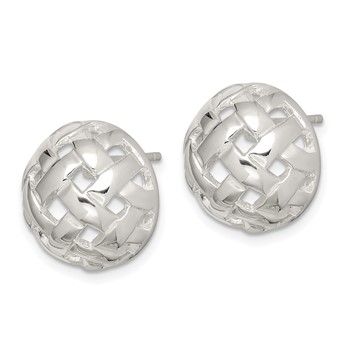 Sterling Silver 14mm Fancy Button Post Earrings — alternate view