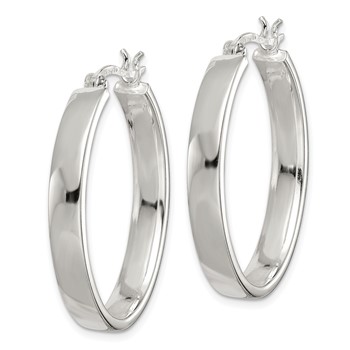 Sterling Silver Polished 4.75mm Oval Hoop Earrings — alternate view