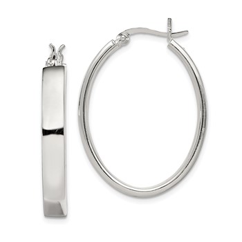 Sterling Silver Polished 4.75mm Oval Hoop Earrings