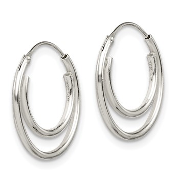 Sterling Silver Double Endless Hoop Earrings — alternate view