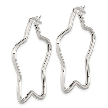 Sterling Silver Rhodium-Plated 2mm Star Hoop Earrings — alternate view
