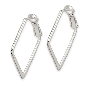 Sterling Silver Rhodium-plated Square Hoop Earrings — alternate view