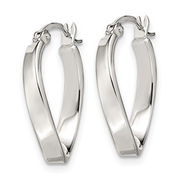 Sterling Silver Polished & Twisted Oval Hoop Earrings — alternate view