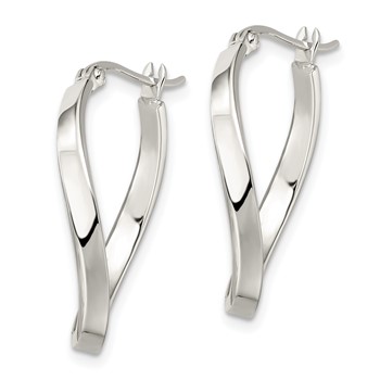 Sterling Silver Polished & Twisted Oval Hoop Earrings — alternate view