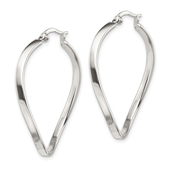 Sterling Silver Polished & Twisted Oval Hoop Earrings — alternate view