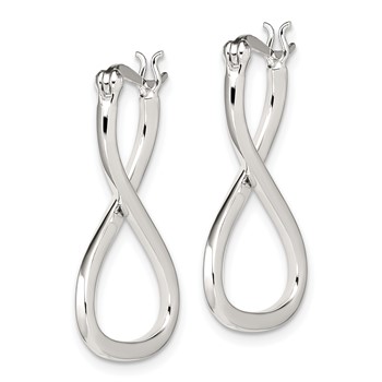 Sterling Silver Polished & Twisted Oval Hoop Earrings — alternate view