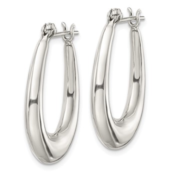 Sterling Silver Polished & Tapered Oval Hoop Earrings — alternate view