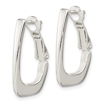 Sterling Silver Rhodium-plated Tapered Omega Back Hoop Earrings — alternate view