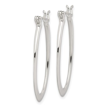 Sterling Silver Polished & Tapered Oval Hoop Earrings — alternate view