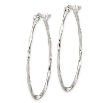 Sterling Silver Polished & Twisted 1.5mm Oval Hoop Earrings — alternate view