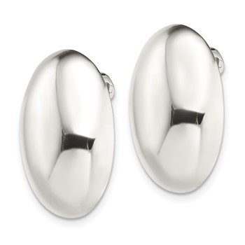 Sterling Silver Polished Non-Pierced 25x18mm Oval Button Earrings — alternate view