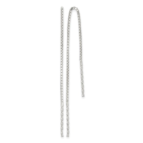 Sterling Silver Polished Twisted Spiral Bar Threader Earrings