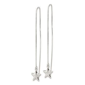 Sterling Silver Polished Star Threader Earrings — alternate view