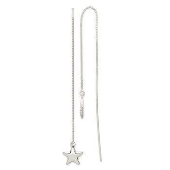 Sterling Silver Polished Star Threader Earrings