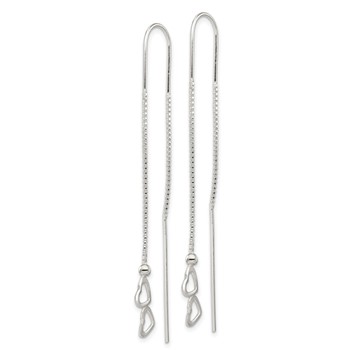 Sterling Silver Polished Double Heart Threader Earrings — alternate view