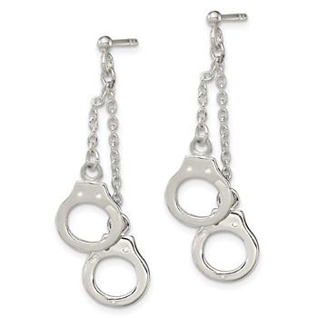 Sterling Silver Hand Cuff Dangle Post Earrings — alternate view