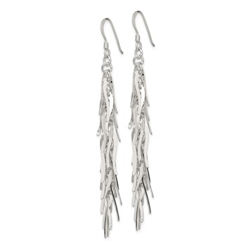 Sterling Silver Polished Fancy Drop Squiggle Dangle Earrings — alternate view