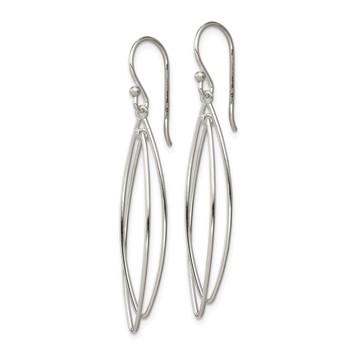 Sterling Silver Polished Double Marquise Shape Dangle Earrings — alternate view