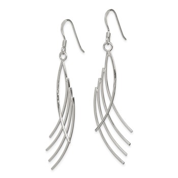Sterling Silver Polished Fancy Curved Design Dangle Earrings — alternate view
