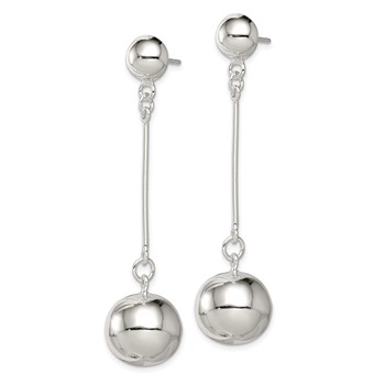 Sterling Silver Polished 14mm Ball Post Dangle Earrings — alternate view