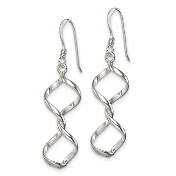 Sterling Silver Polished Fancy Twisted Dangle Earrings — alternate view