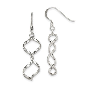 Sterling Silver Polished Fancy Twisted Dangle Earrings