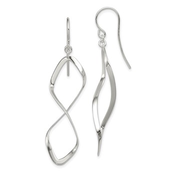 Sterling Silver Rhodium-plated Polished Twisted Dangle Earrings