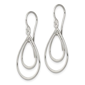 Sterling Silver Polished Double Teardrop Dangle Earrings — alternate view