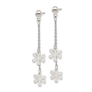 Sterling Silver Flower Dangle Post Earring — alternate view