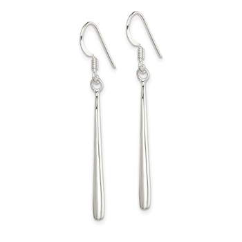Sterling Silver Polished Teardrop Bar Dangle Earrings — alternate view