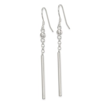 Sterling Silver Polished Fancy Bar Dangle Earrings — alternate view