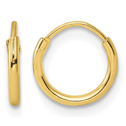 Sterling Silver Gold-tone 1.3mm Polished Endless Hoop Earrings