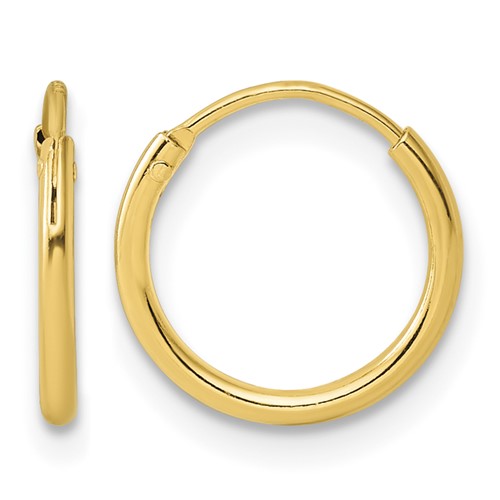 Sterling Silver Gold-tone 1.3mm Polished Endless Hoop Earrings