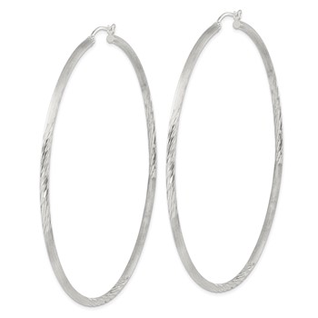 Sterling Silver 2.5mm Polished/Satin D/C Hoop Earrings — alternate view
