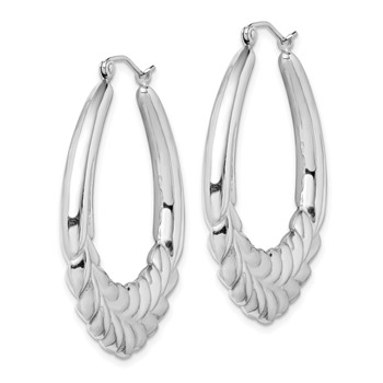 Sterling Silver Rhod-plated Polished Wheat Shrimp Oval Hoop Earrings — alternate view