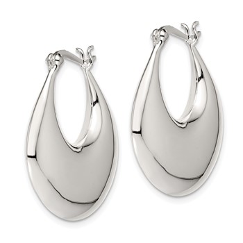 Sterling Silver Polished Puffed Hoop Earrings — alternate view