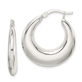 Sterling Silver Polished & Tapered Round Hoop Earrings
