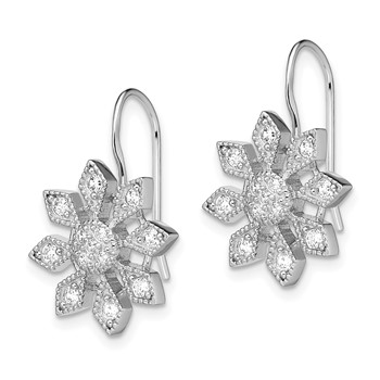 Sterling Silver Rhodium-plated CZ Snowflake Earrings — alternate view