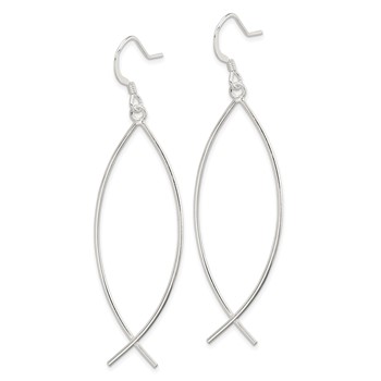 Sterling Silver Polished Ichthus Dangle Earrings — alternate view