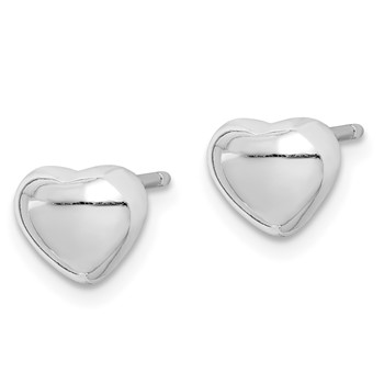 Sterling Silver Rhodium-plated Heart Post Earrings — alternate view