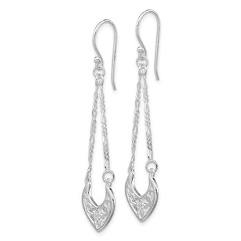 Sterling Silver Rhodium-plated Filigree Dangle Earrings — alternate view