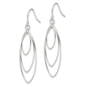 Sterling Silver Polished Triple Marquise Shape Dangle Earrings — alternate view