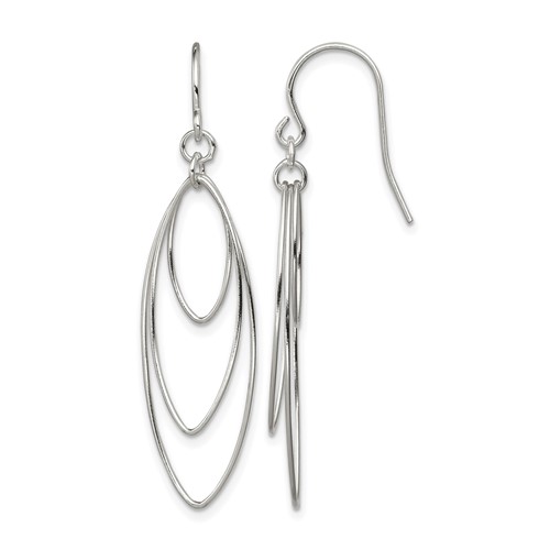 Sterling Silver Polished Triple Marquise Shape Dangle Earrings