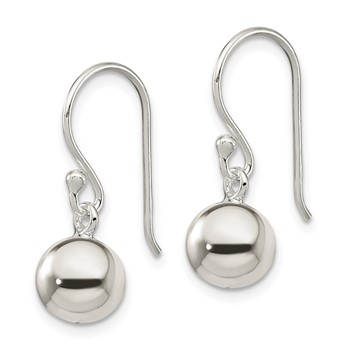 Sterling Silver Dangle Ball Shephard Hook Earrings — alternate view