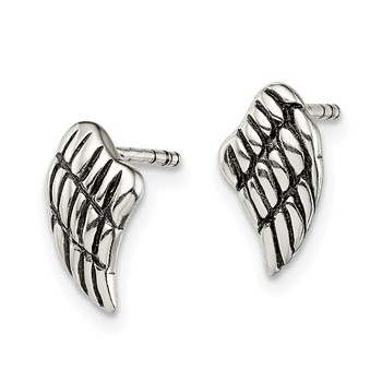 Sterling Silver Antiqued Wing Post Earrings — alternate view
