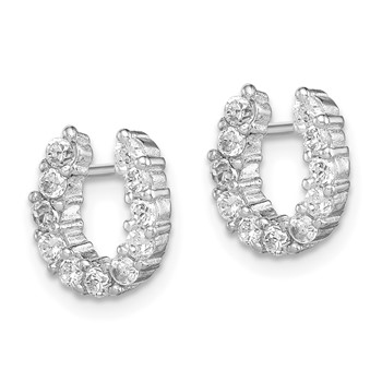 Sterling Silver Rhodium-plated CZ Horseshoe Post Earrings — alternate view