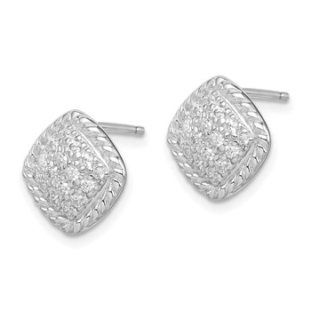 Sterling Silver Square CZ Post Earrings — alternate view