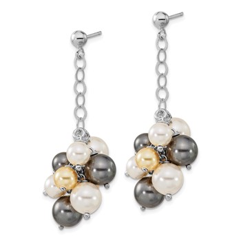 Sterling Silver Polished Multicolor FW Cultured Pearl Dangle Earrings — alternate view
