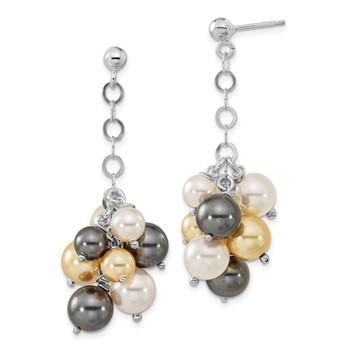 Sterling Silver Polished Multicolor FW Cultured Pearl Dangle Earrings